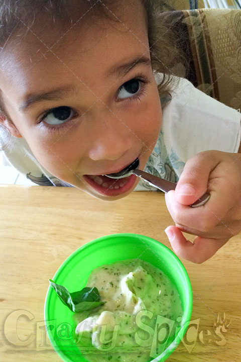 Kira enjoying the healthy ice-cream