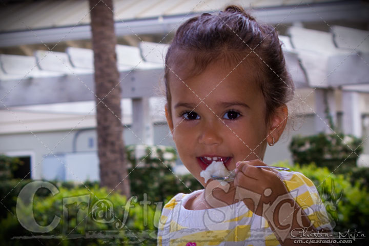 Kira eating the frozen treat 