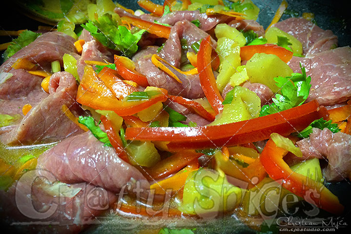 Apple Pineapple Steak Strips Prep