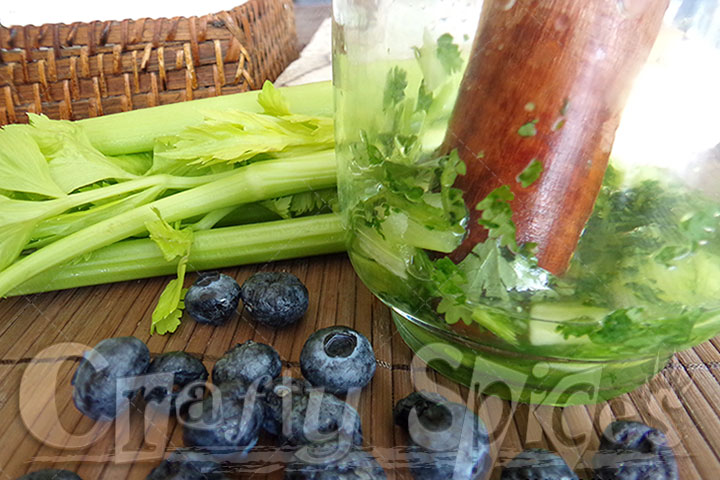 Blueberry Celery Cilantro Cocktail Refreshing Beverage