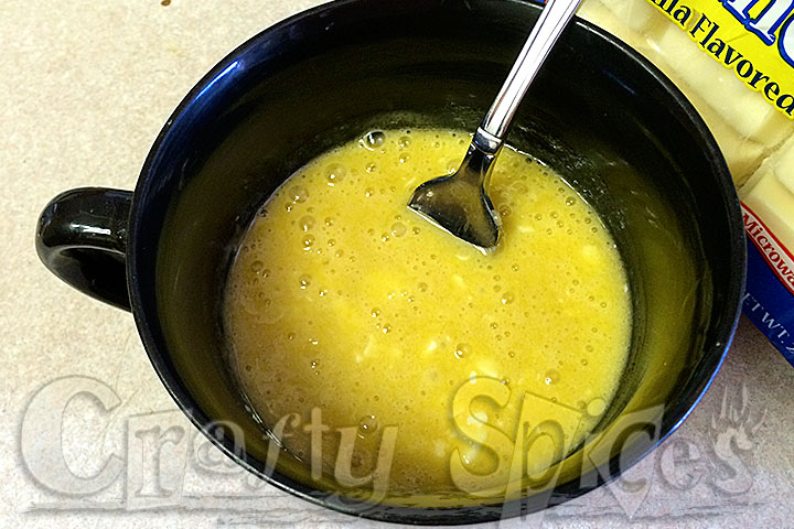 White Chocolate Mug Cake filleds before the Microwave Oven