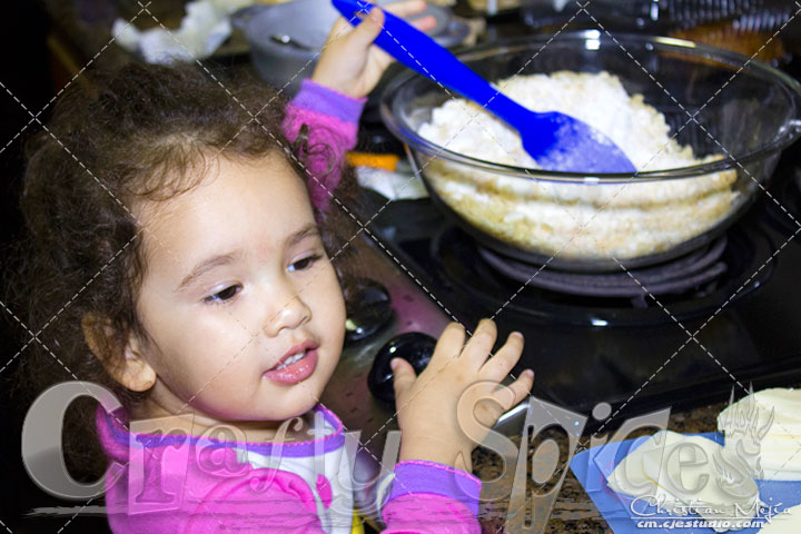 Our little helper - Cheesy Rice Krispies treats