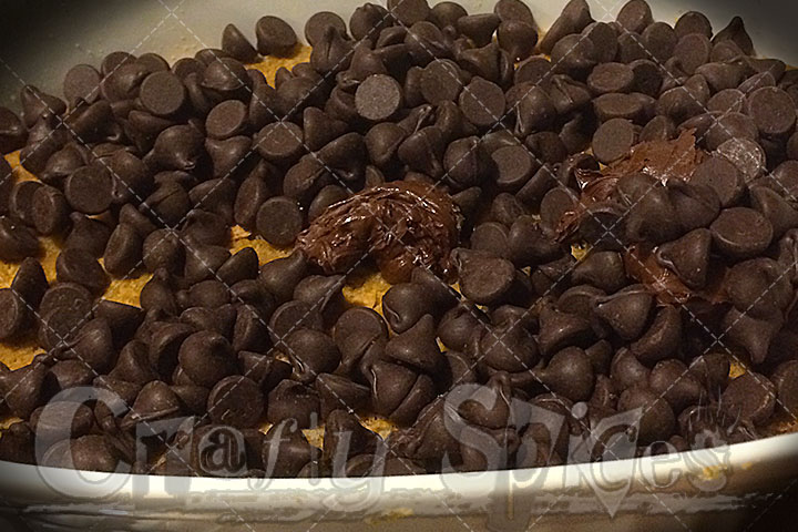 Chocolate chips over base