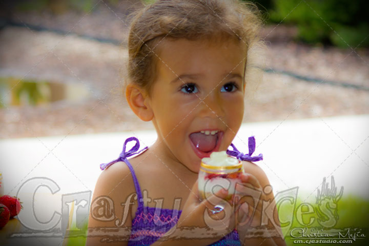 Kira about to eat a cheesecake shots. Kira about to eat a cheesecake shots.