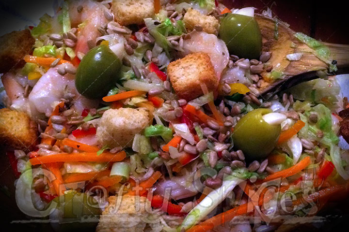 Shrimp Salad with Garlic filled olives