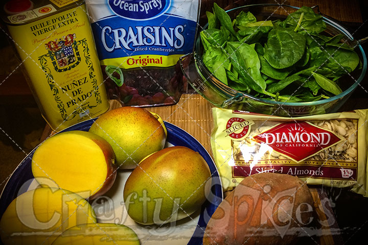Spinach Mango Sweet Potato Salad - Ingredients Spinach Mango Sweet Potato Salad - Ingredients