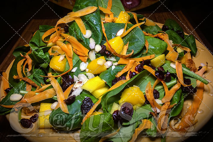 Spinach Mango Sweet Potato Salad - Serving plate