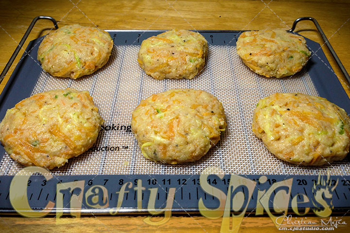 Baked Sweet Potato-Zucchini Fritters - Ready to go into the Oven
