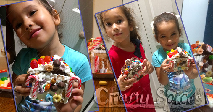 Kira and Kaylee showing off their Gingerbread houses