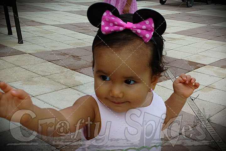 Kaylee with her baby Minnie ears at her first Birthday.