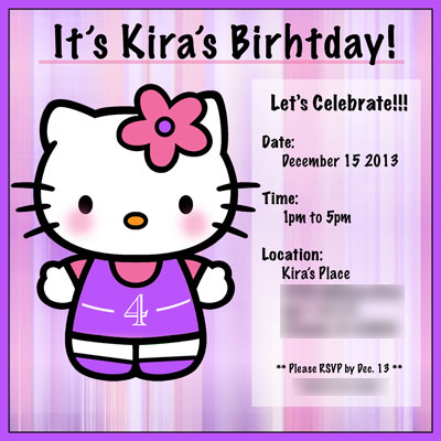 Kira's Birthday Party Digital Invitation