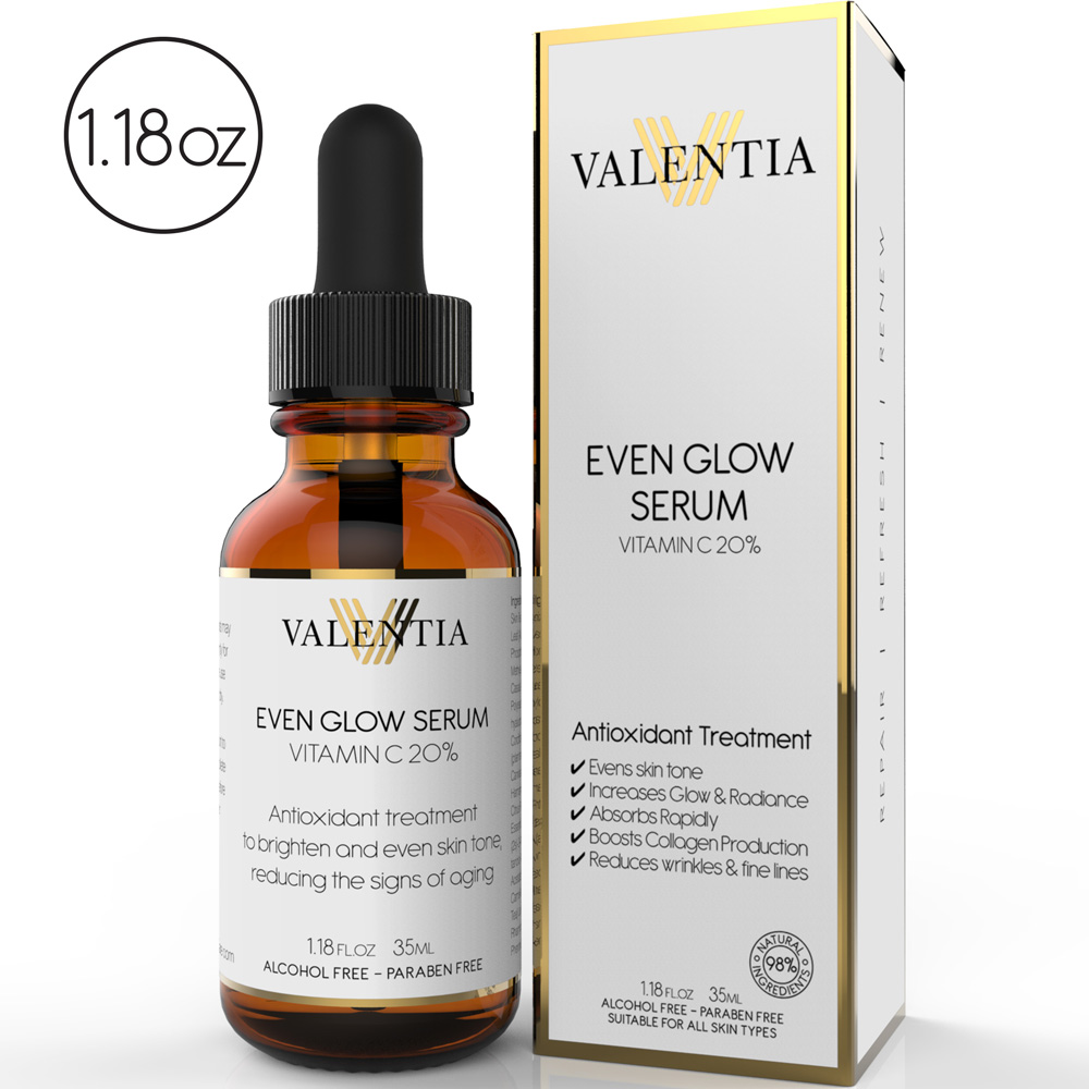 Even Glow Serum - Antioxidant Skin Treatment - 20% Vitamin C by Valentia Skin Care