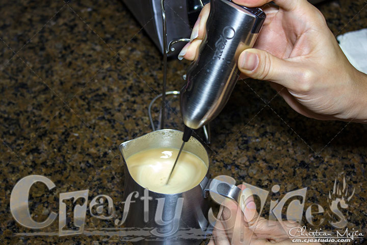 Ozeri Deluxe Milk Frother and 12 oz Frothing Pitcher in use