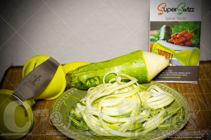 SuperSwizz Spiral Slicer used with Zucchini SuperSwizz Spiral Slicer used with Zucchini