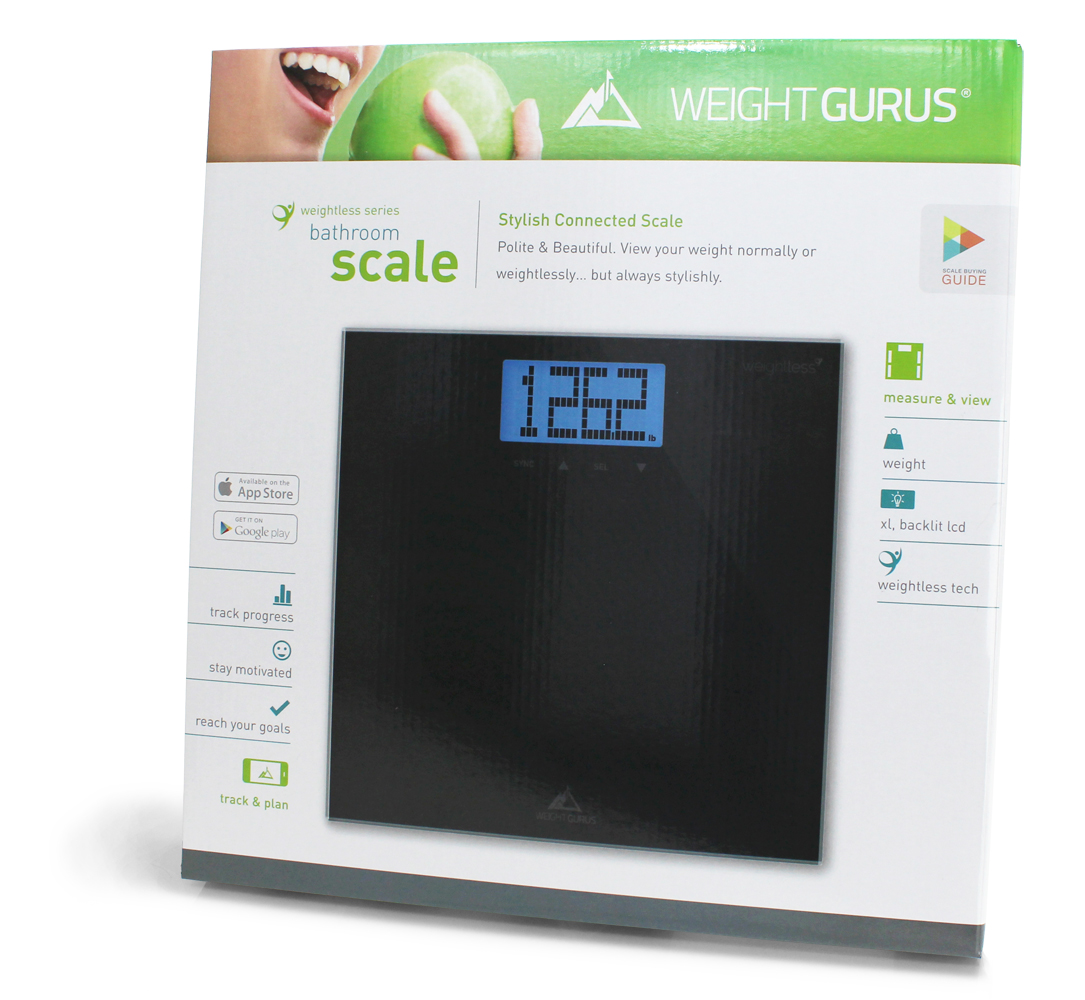 Weight Gurus Smartphone Connected Digital Bathroom Scale with Large Backlit LCD and Weightless Technology(c)