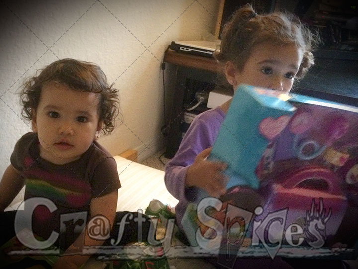 Kaylee and Kira with their presents Kaylee and Kira with their presents