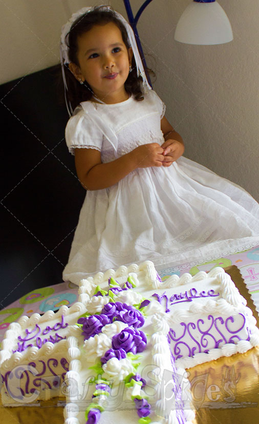 Kaylee's Baptism - Kaylee and her Cake