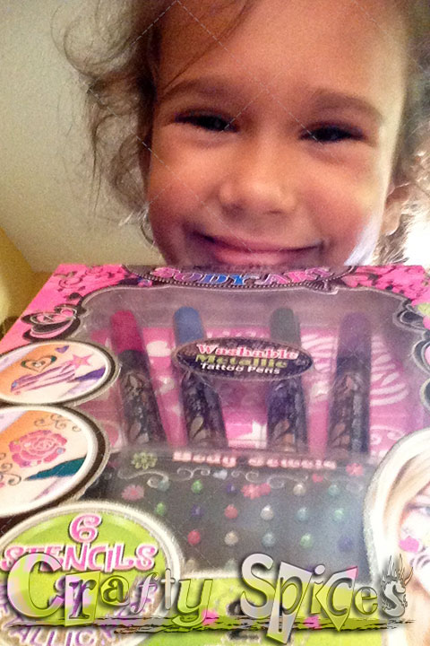 Kira's happy face with the new tattoo play set Kira's happy face with the new tattoo play set