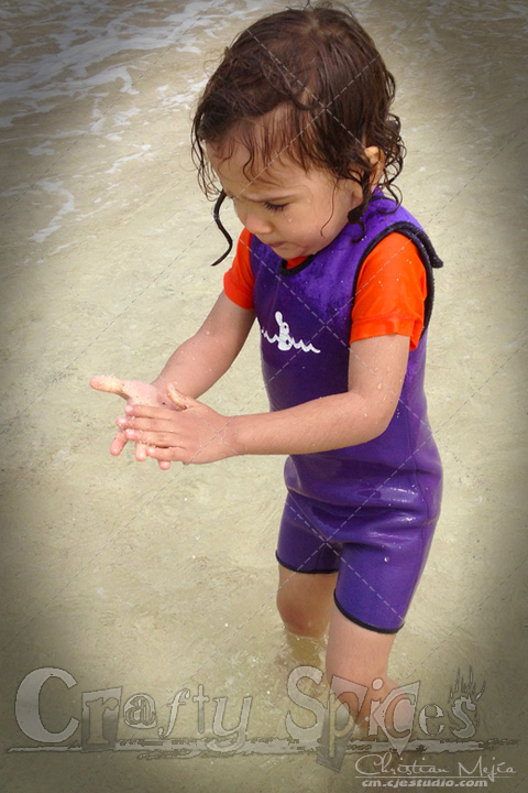 Kira playing at the beach.